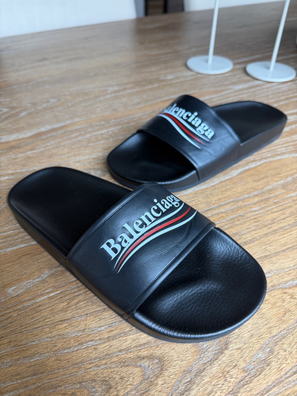 Balenciaga Black Logo Slide Sandals